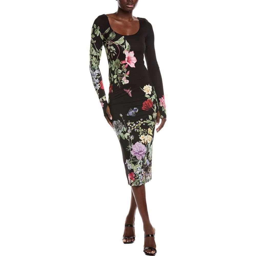 Alice + Olivia Delora Dress scoop neck long sleeve In The Wind Floral Dress 10